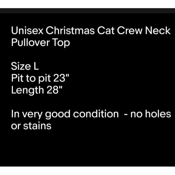 Unisex Christmas Cat Crew Neck Pullover Top Sz L - Picture 6 of 6